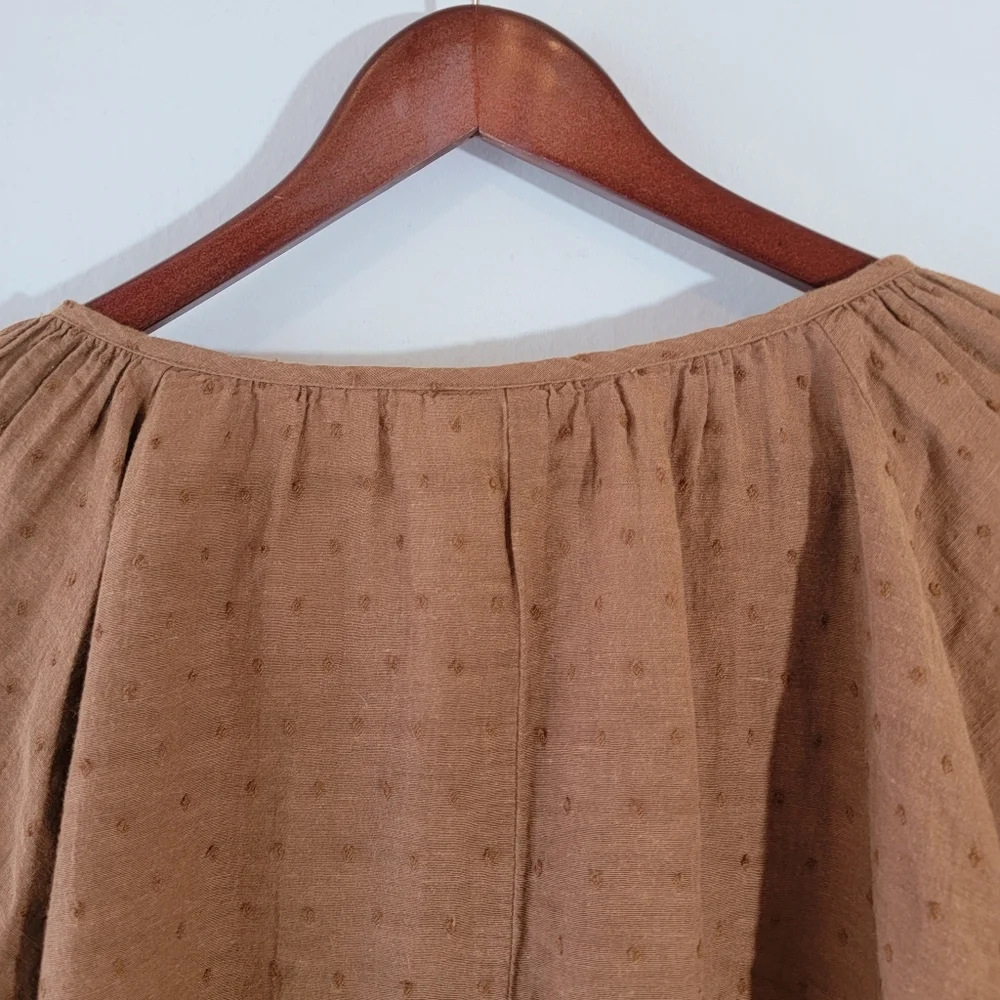 A.N.A. Brown Floral Embroidered Tasel Bohemian  Blouse Sz XXL Cotton Academia